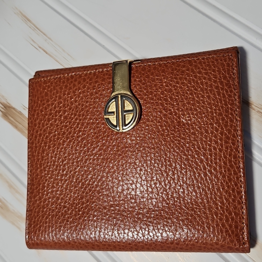 GIANI BERNINI TAN CARD WALLET COIN CASE GENUINE LEATHER FROM ITALY